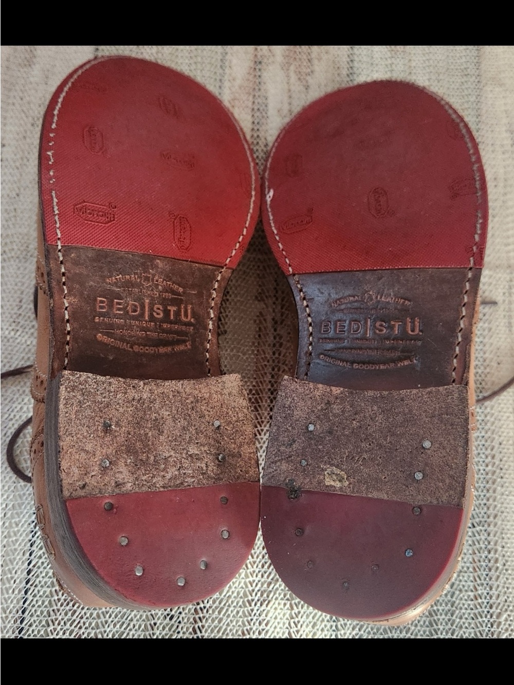 Bed Stu Tan Leather Wingtip Loafers with Brown Laces - Picture 6 of 8
